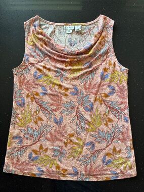 Nicole Miller Pink Floral Sleeveless Cowl Neck Tank Top